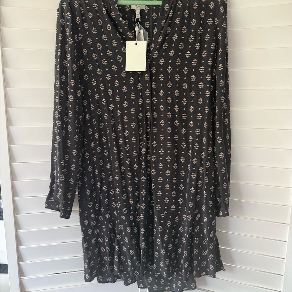 Joie Black and Cream Long Sleeve Dress